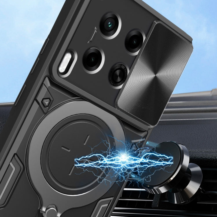 For Tecno Camon 30 4G / 5G CD Texture Sliding Camshield Magnetic Holder Phone Case