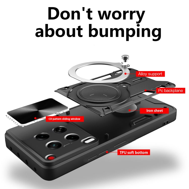 For Tecno Camon 30 4G / 5G CD Texture Sliding Camshield Magnetic Holder Phone Case