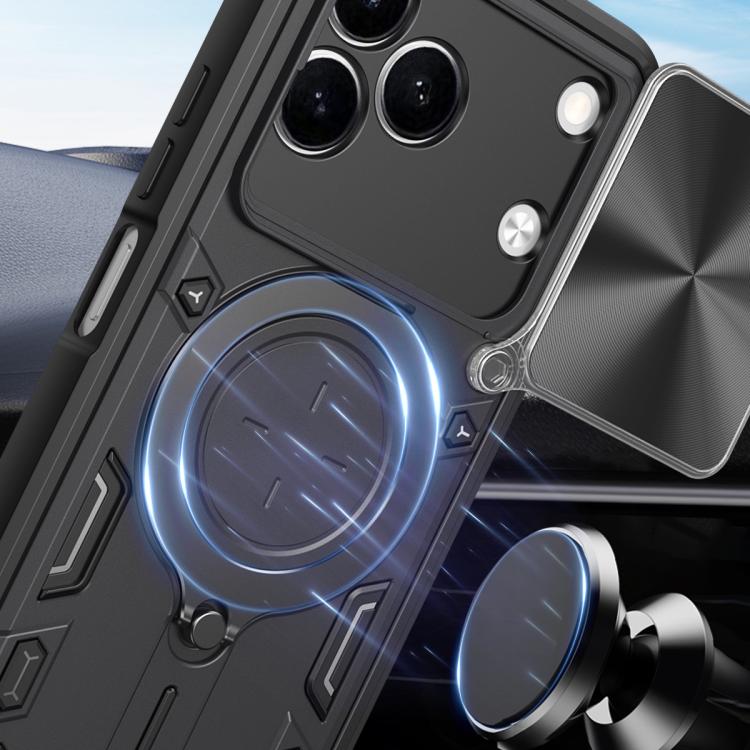 For Tecno Spark 50 4G CD Texture Sliding Camshield Magnetic Holder Phone Case