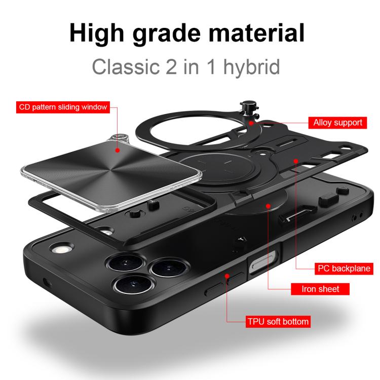 For Tecno Spark 50 4G CD Texture Sliding Camshield Magnetic Holder Phone Case