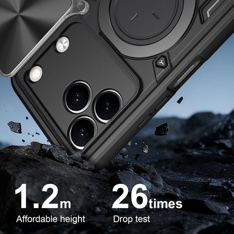 For Tecno Spark 50 4G CD Texture Sliding Camshield Magnetic Holder Phone Case