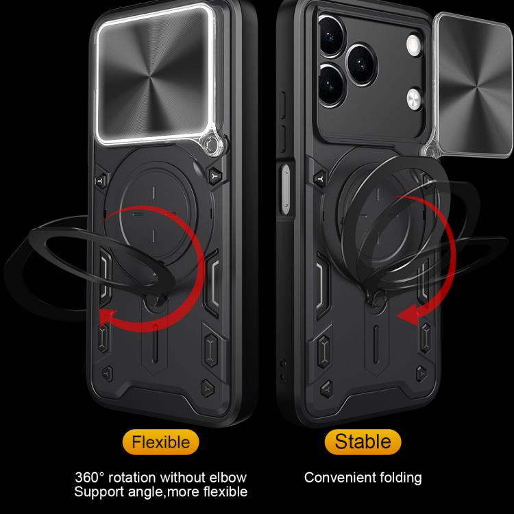 For Tecno Spark 50 4G CD Texture Sliding Camshield Magnetic Holder Phone Case