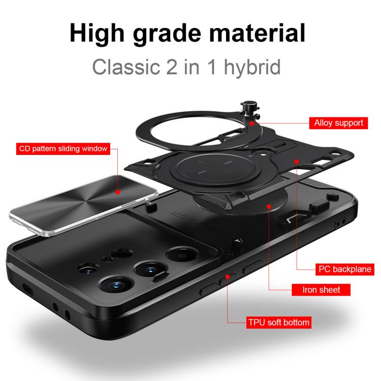 For Tecno Camon 50 Pro 4G CD Texture Sliding Camshield Magnetic Holder Phone Case