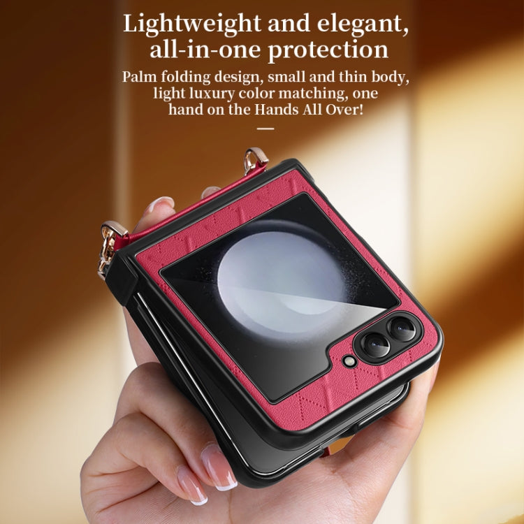 For Samsung Galaxy Z Flip6 / Flip7 FE SULADA Elegant Rhombic Texture Folding Phone Case with Lanyard