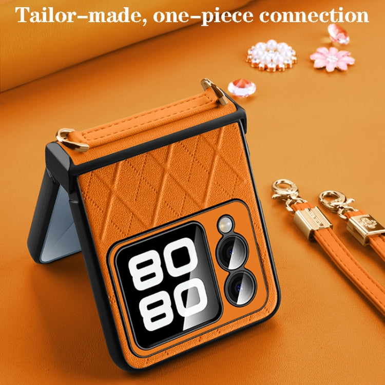 For Huawei nova Flip SULADA Elegant Rhombic Texture Folding Phone Case with Lanyard