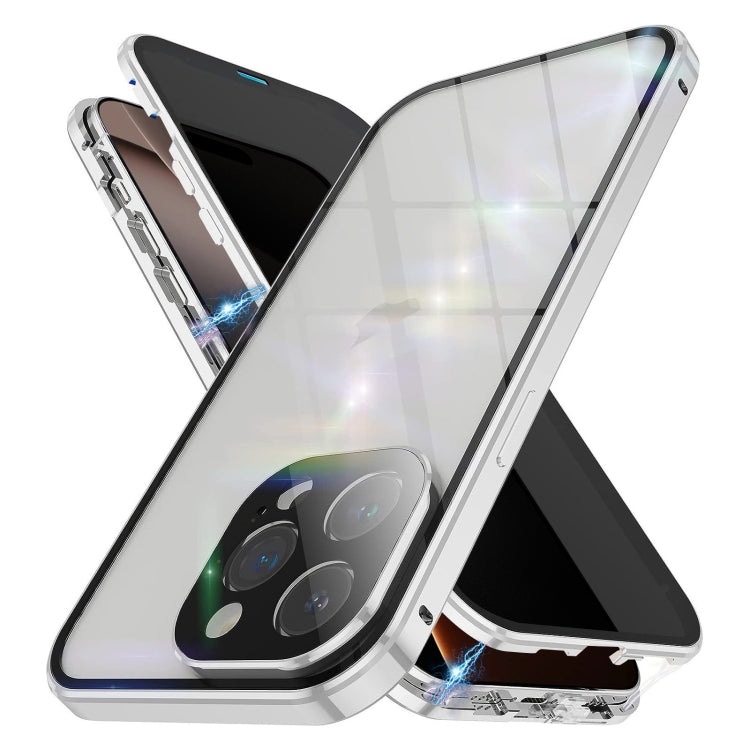 For iPhone 16 Pro Anti-peeping Magnetic Double-sided Tempered Glass Phone Case