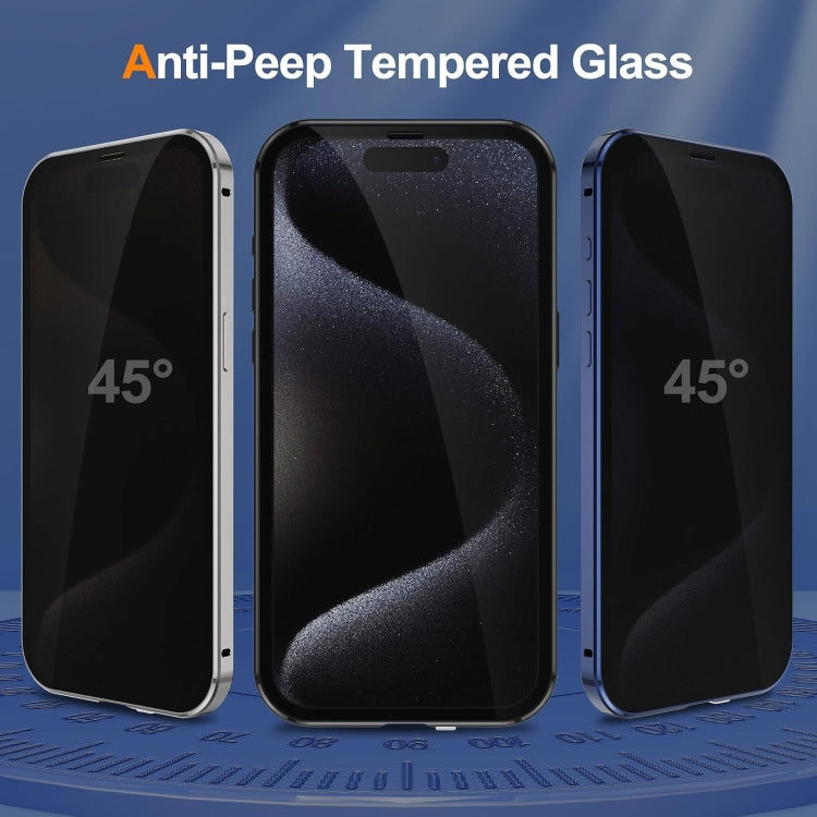 For iPhone 16 Pro Anti-peeping Magnetic Double-sided Tempered Glass Phone Case
