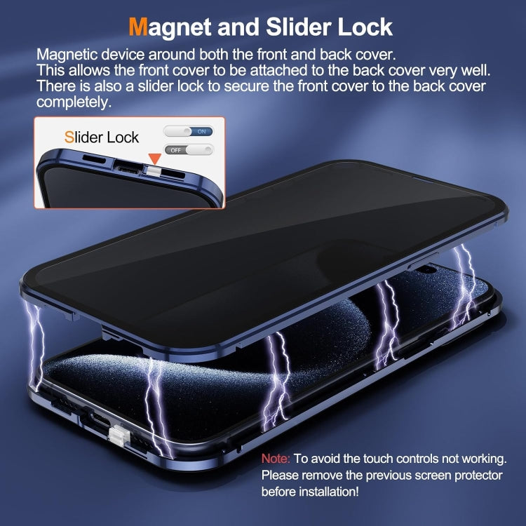 For iPhone 16 Anti-peeping Magnetic Double-sided Tempered Glass Phone Case