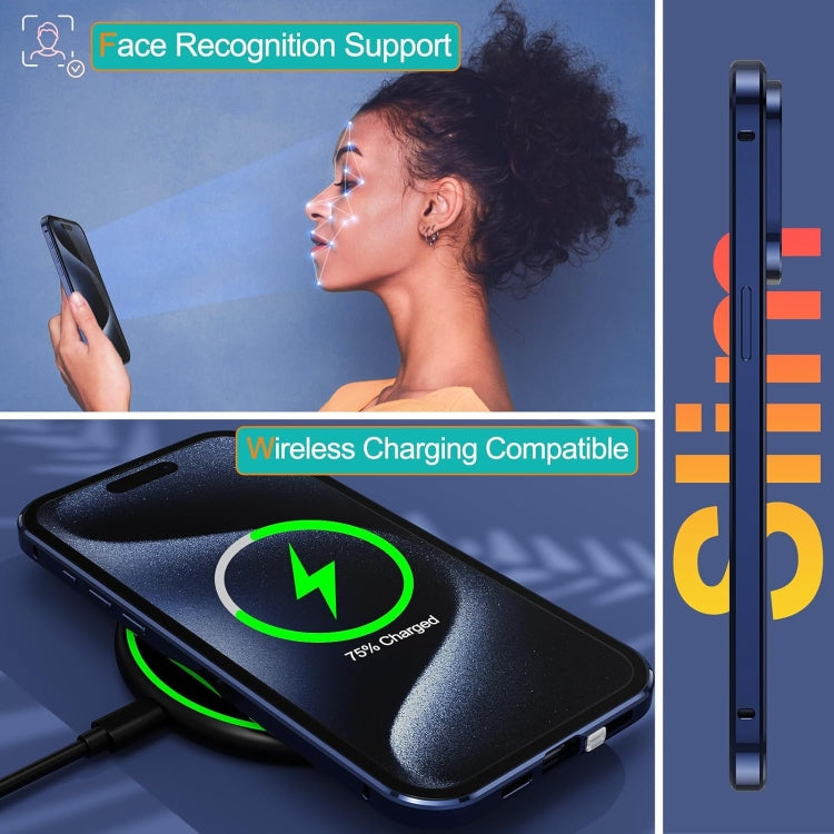 For iPhone 16 Anti-peeping Magnetic Double-sided Tempered Glass Phone Case