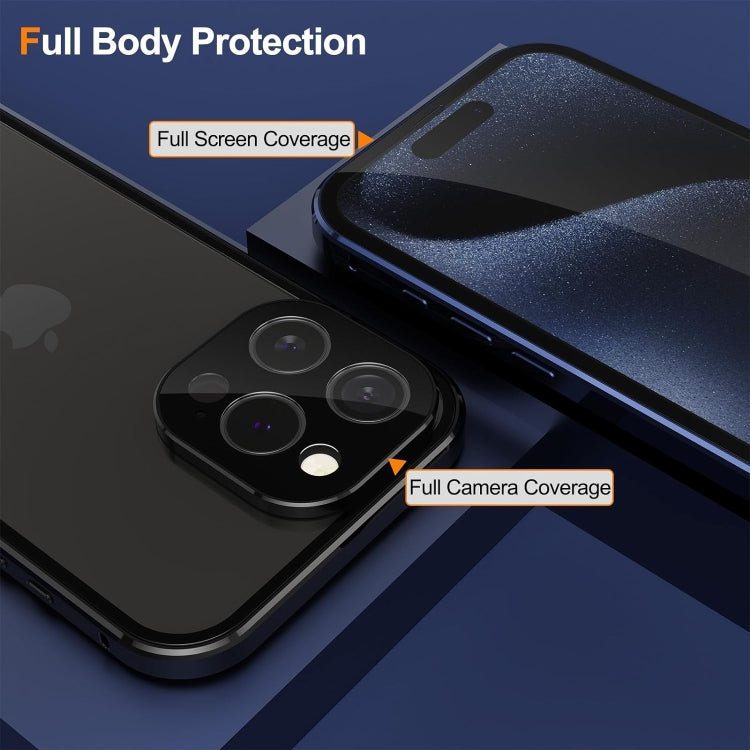 For iPhone 16 Anti-peeping Magnetic Double-sided Tempered Glass Phone Case
