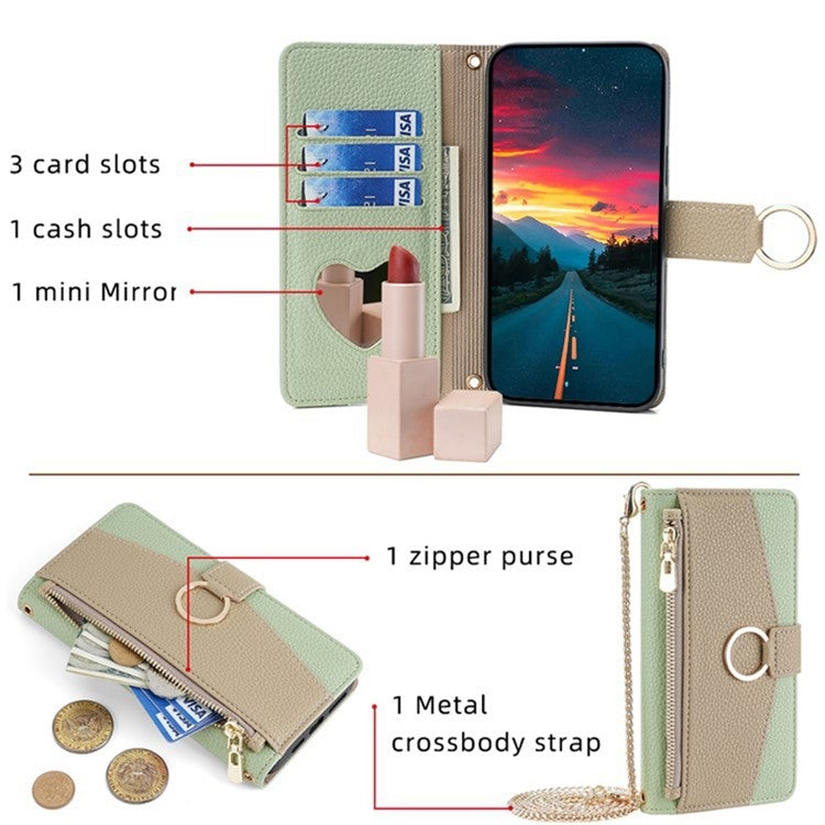 For Samsung Galaxy M55 5G Crossbody Litchi Texture Leather Phone Case