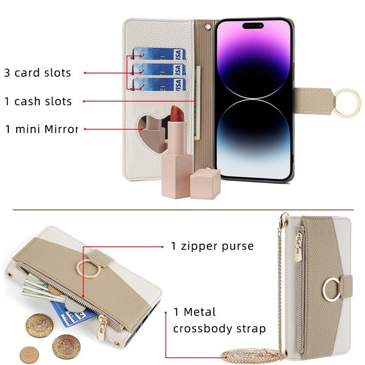 For Samsung Galaxy M55 5G Crossbody Litchi Texture Leather Phone Case