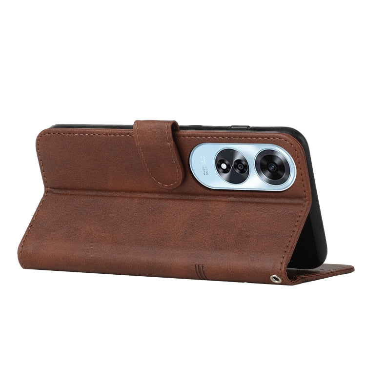 For OPPO A60 4G Stitching Calf Texture Buckle Leather Phone Case