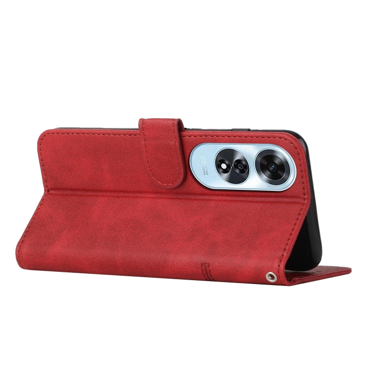 For OPPO A60 4G Stitching Calf Texture Buckle Leather Phone Case