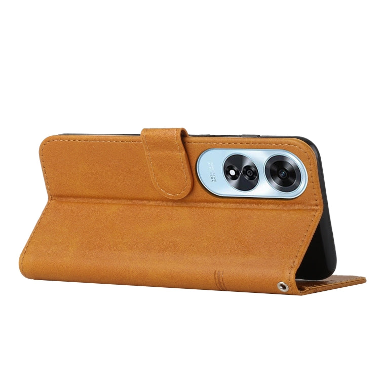 For OPPO A60 4G Stitching Calf Texture Buckle Leather Phone Case