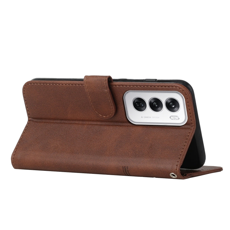 For OPPO Reno12 5G Global Stitching Calf Texture Buckle Leather Phone Case