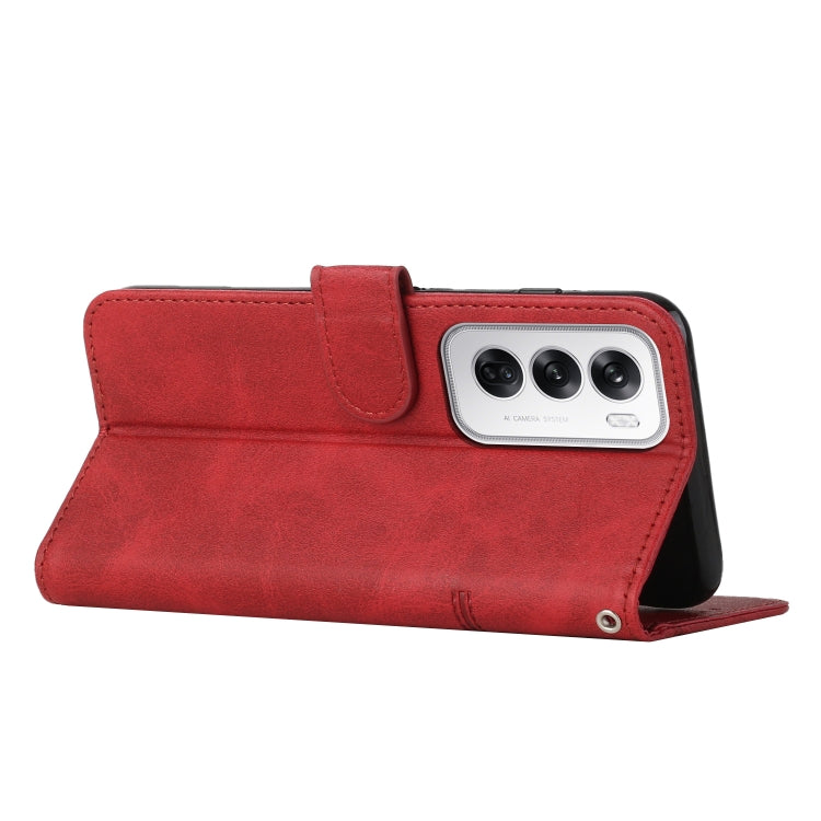 For OPPO Reno12 5G Global Stitching Calf Texture Buckle Leather Phone Case