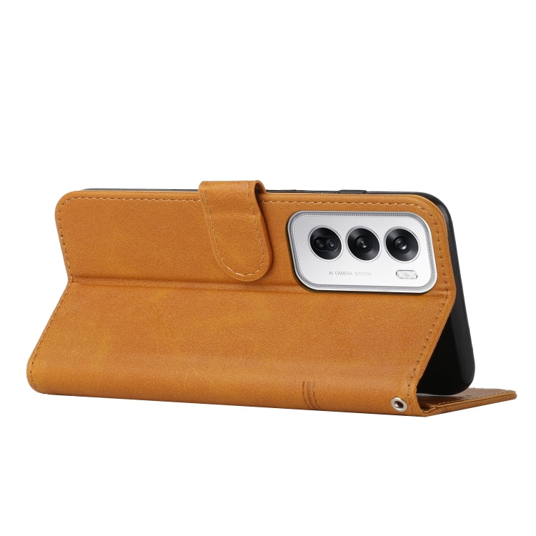 For OPPO Reno12 5G Global Stitching Calf Texture Buckle Leather Phone Case