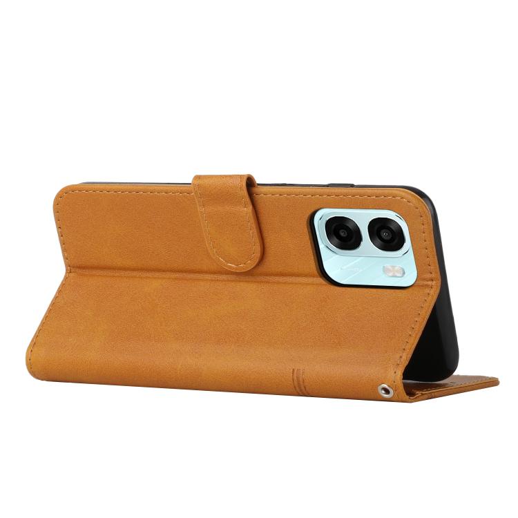 For OPPO A6x 5G / A6 5G Stitching Calf Texture Buckle Leather Phone Case