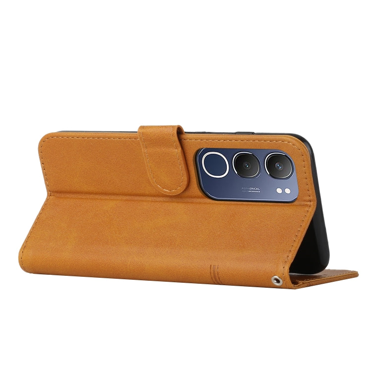 For vivo Y19s Stitching Calf Texture Buckle Leather Phone Case