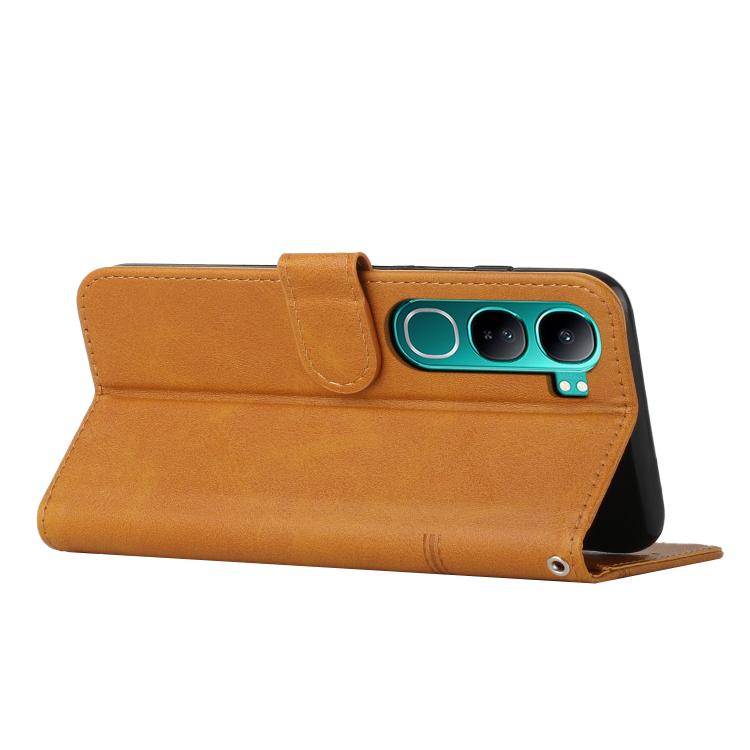 For vivo Y300 Global / V40 Lite IDN Stitching Calf Texture Buckle Leather Phone Case