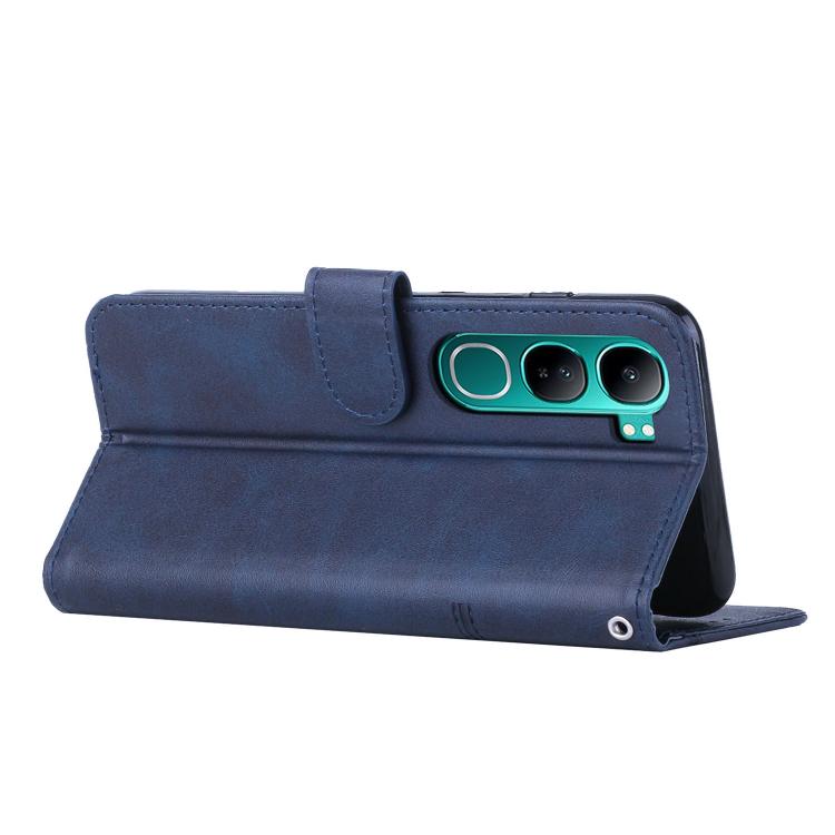 For vivo Y300 Global / V40 Lite IDN Stitching Calf Texture Buckle Leather Phone Case