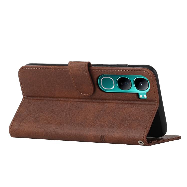 For vivo Y300 Global / V40 Lite IDN Stitching Calf Texture Buckle Leather Phone Case