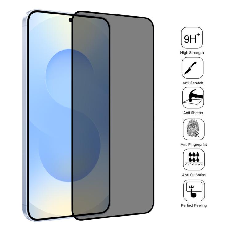For Samsung Galaxy S25 5G Full Cover Anti-peeping Tempered Glass Film, Support Fingerprint Unlocking