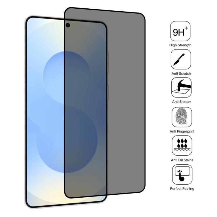 For Samsung Galaxy S26+ 5G Full Cover Anti-peeping Tempered Glass Film, Support Fingerprint Unlocking