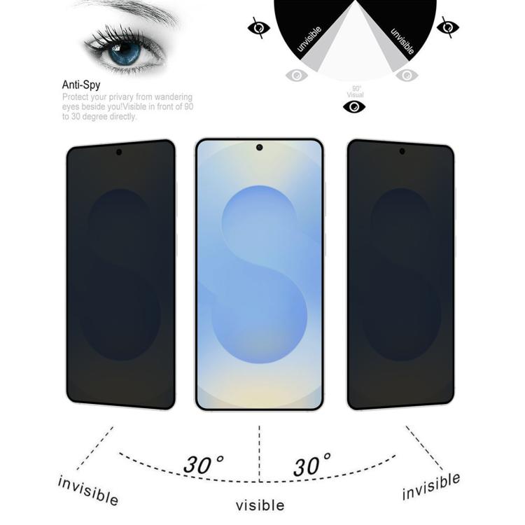 For Samsung Galaxy S26+ 5G Full Cover Anti-peeping Tempered Glass Film, Support Fingerprint Unlocking