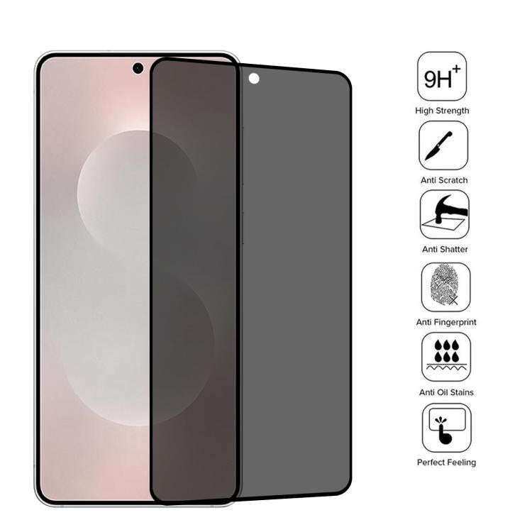 For Samsung Galaxy S25 Edge 5G 25pcs Full Cover Anti-peeping Tempered Glass Film,  Support Fingerprint Unlocking