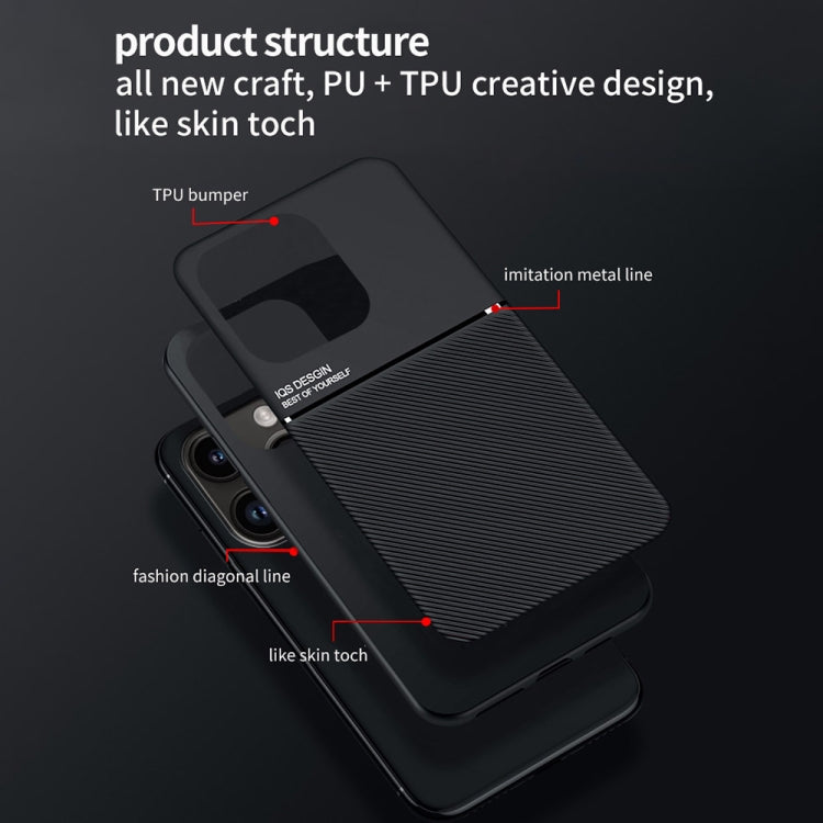 For iPhone 16 Pro Max Classic Tilt Strip Grain Magnetic Shockproof PC + TPU Phone Case