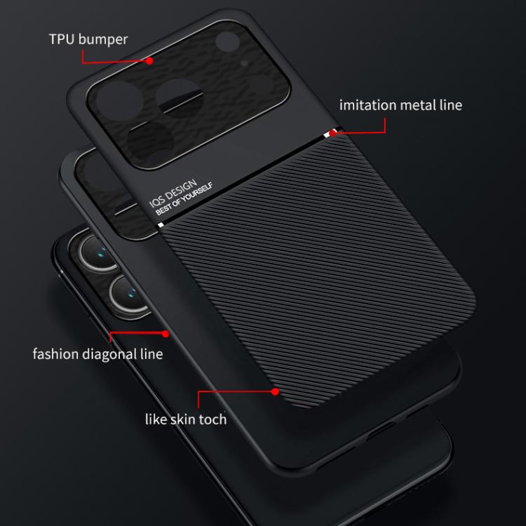 For iPhone 17 Pro Classic Tilt Strip Grain Magnetic Shockproof PC + TPU Phone Case