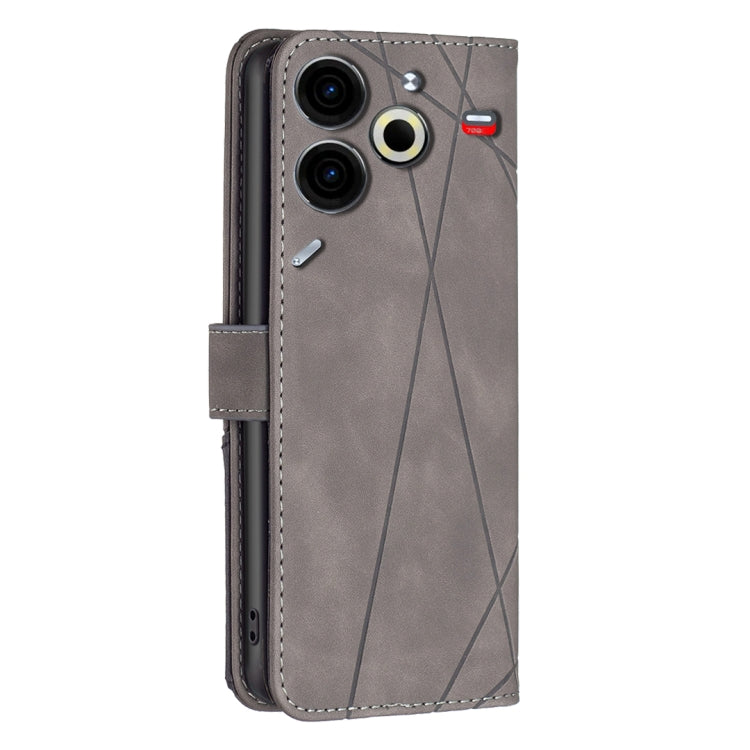 For Tecno Pova 6 Neo Magnetic Buckle Rhombus Texture Leather Phone Case
