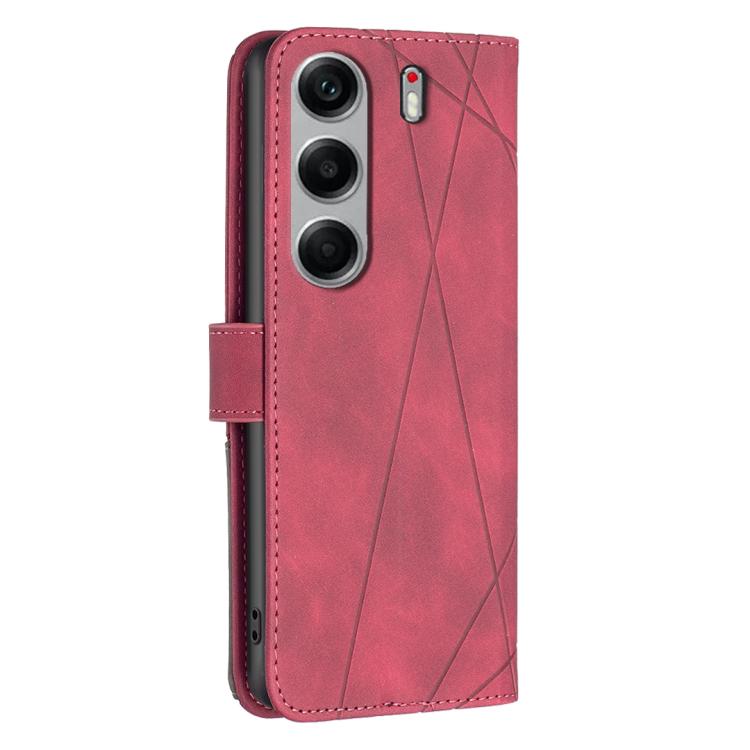 For Tecno Camon 40 Magnetic Buckle Rhombus Texture Leather Phone Case