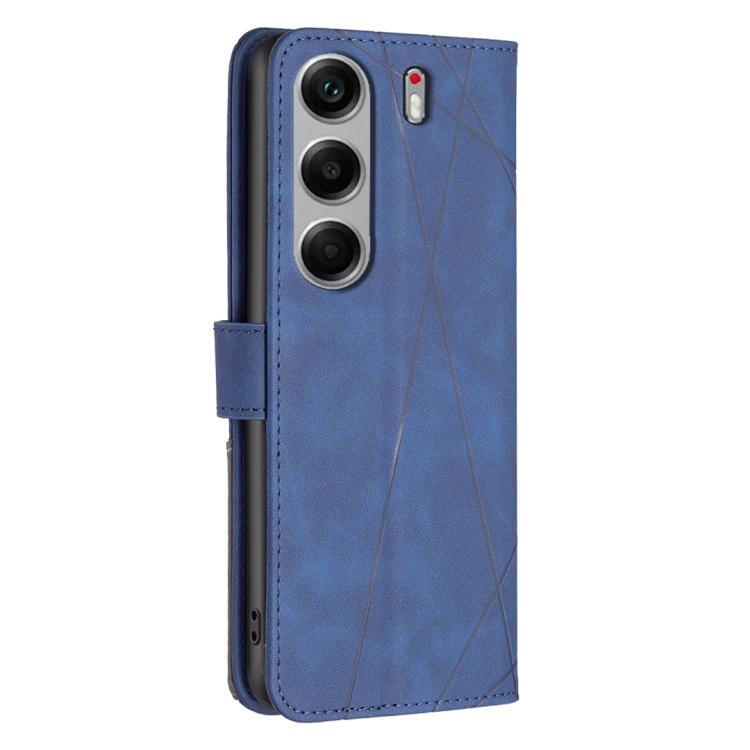For Tecno Camon 40 Magnetic Buckle Rhombus Texture Leather Phone Case