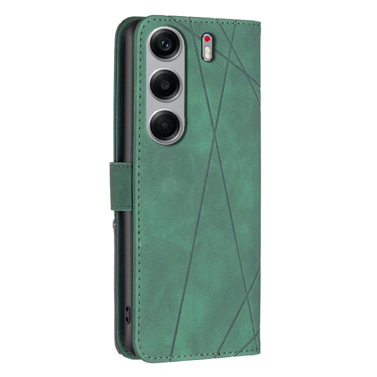 For Tecno Camon 40 Magnetic Buckle Rhombus Texture Leather Phone Case