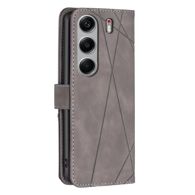 For Tecno Camon 40 Magnetic Buckle Rhombus Texture Leather Phone Case