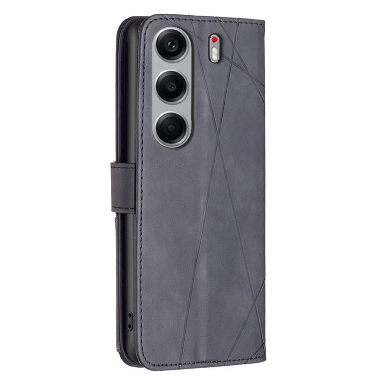 For Tecno Camon 40 Magnetic Buckle Rhombus Texture Leather Phone Case
