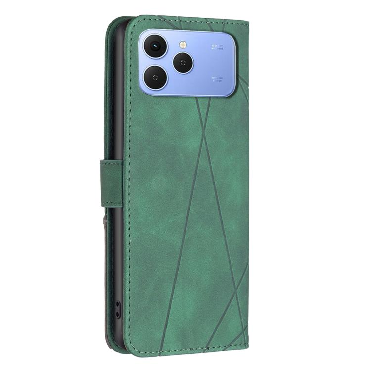 For Tecno Spark 40 4G Magnetic Buckle Rhombus Texture Leather Phone Case