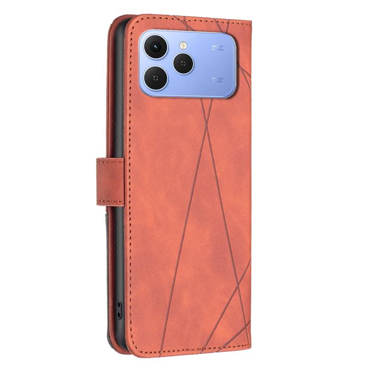 For Tecno Spark 40 4G Magnetic Buckle Rhombus Texture Leather Phone Case