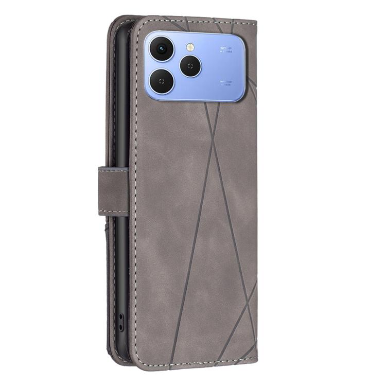 For Tecno Spark 40 4G Magnetic Buckle Rhombus Texture Leather Phone Case