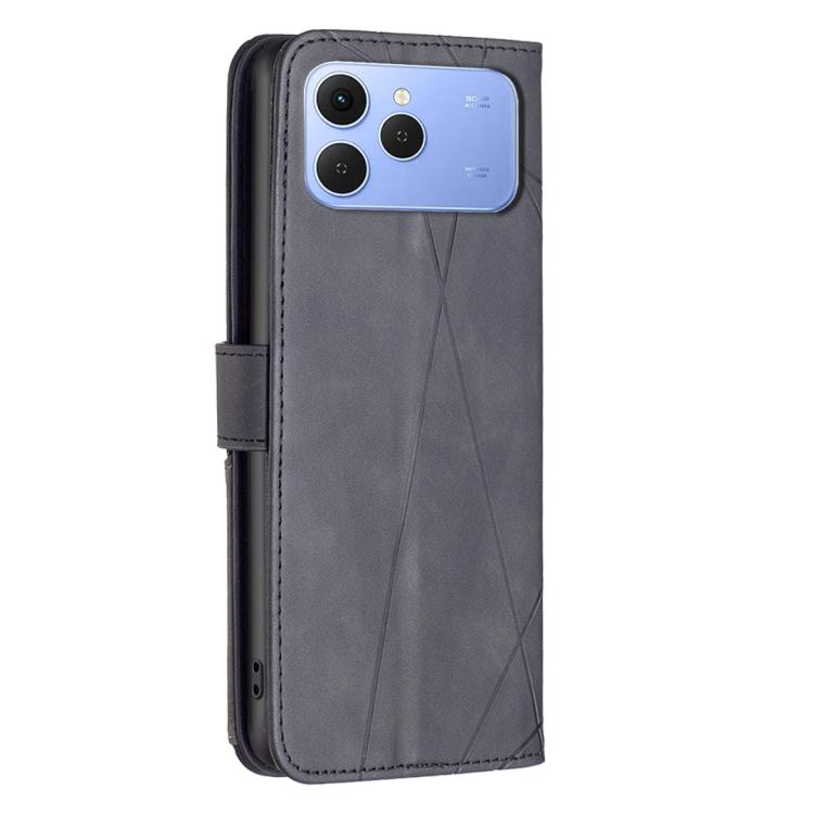 For Tecno Spark 40 4G Magnetic Buckle Rhombus Texture Leather Phone Case