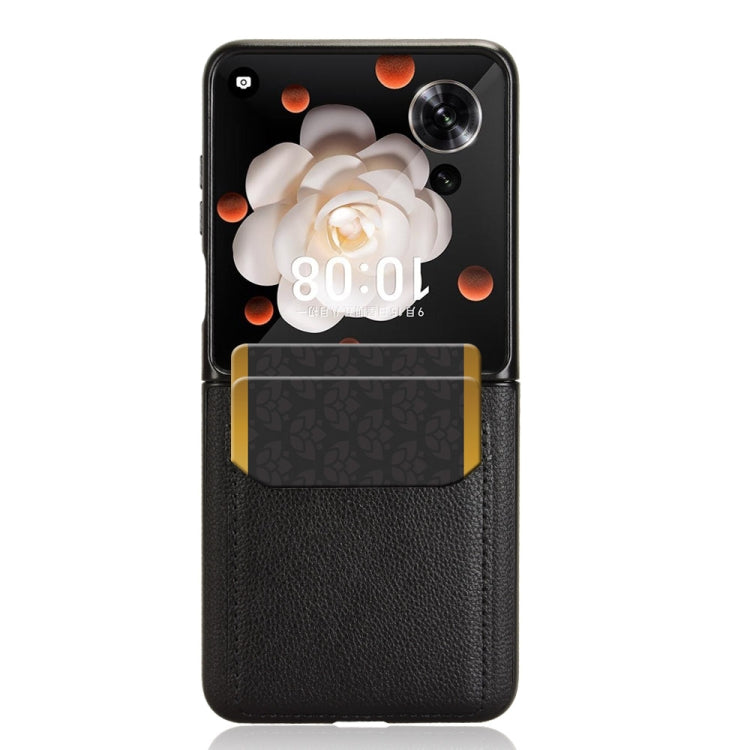 For Honor Magic V Flip Litchi Texture Card Slots Back Cover Phone Case