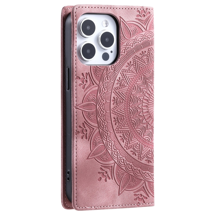 For iPhone 16 Pro Max Totem Embossed Magnetic Leather Phone Case
