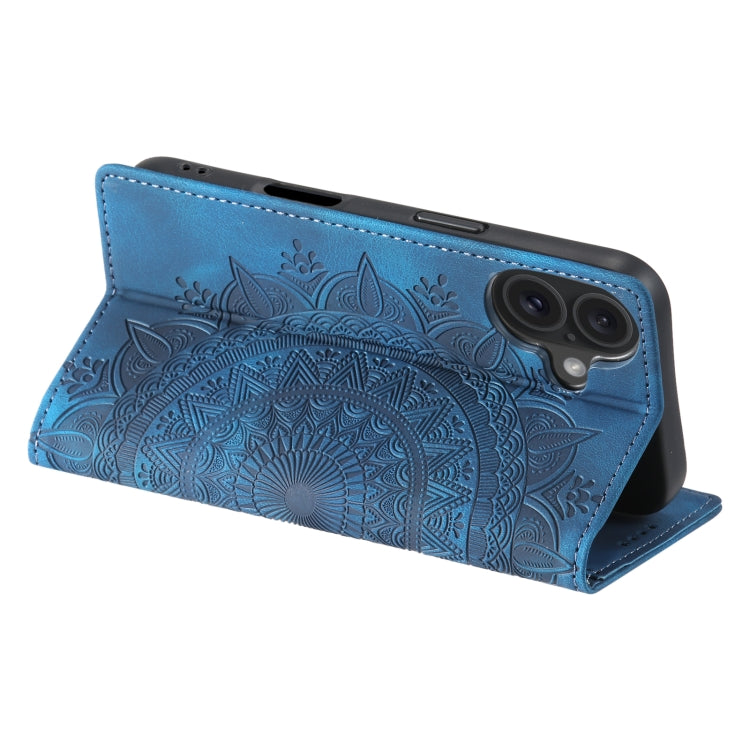 For iPhone 16 Plus Totem Embossed Magnetic Leather Phone Case