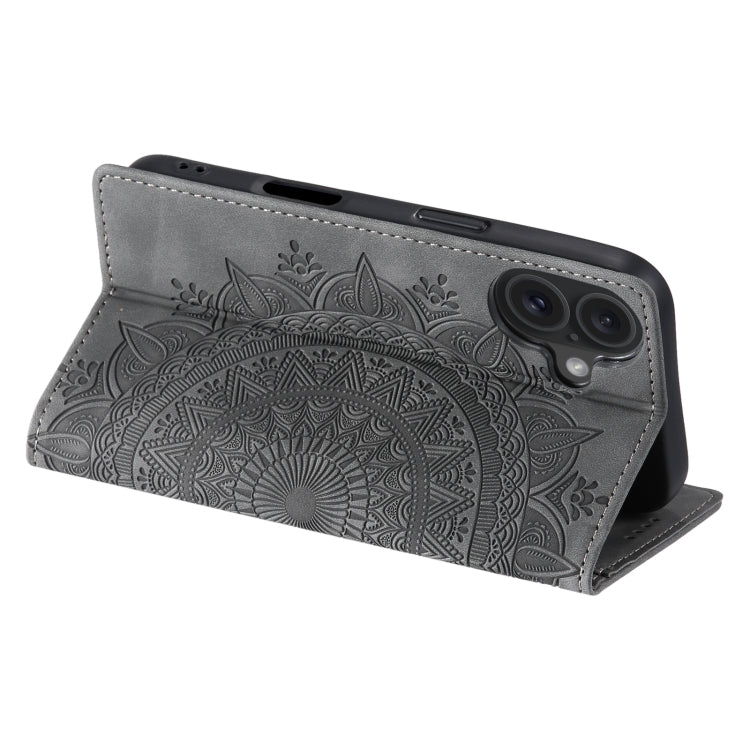 For iPhone 16 Plus Totem Embossed Magnetic Leather Phone Case