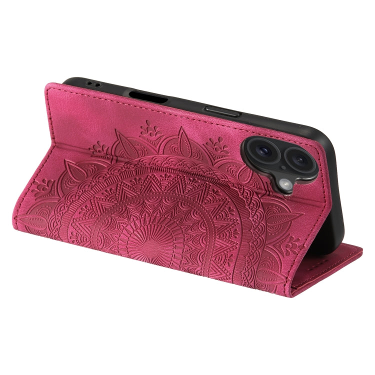 For iPhone 16 Plus Totem Embossed Magnetic Leather Phone Case