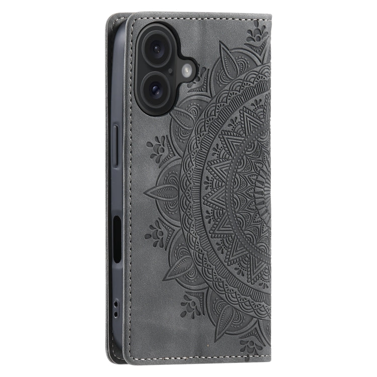 For iPhone 16 Totem Embossed Magnetic Leather Phone Case