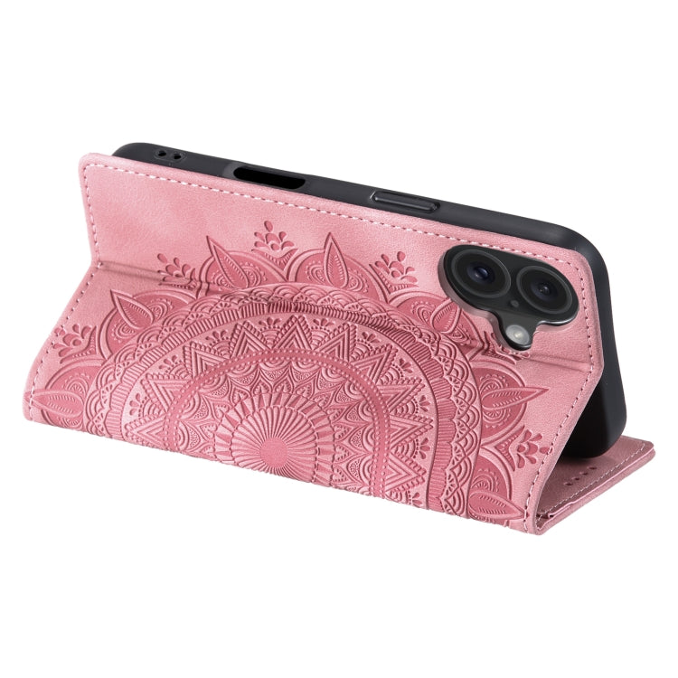 For iPhone 16 Totem Embossed Magnetic Leather Phone Case